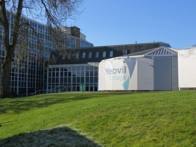 A building on Yeovil College's campus in the sunshine